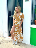 Creme Paradise Wrap Dress/ Long