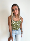 Olive Elastic Waist Crop Top