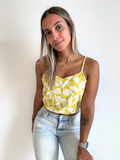 Yellow Elastic Waist Crop Top