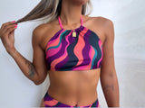 Wavy Sunset Reversible Halter Top