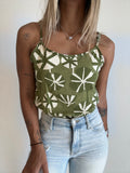 Olive Elastic Waist Crop Top